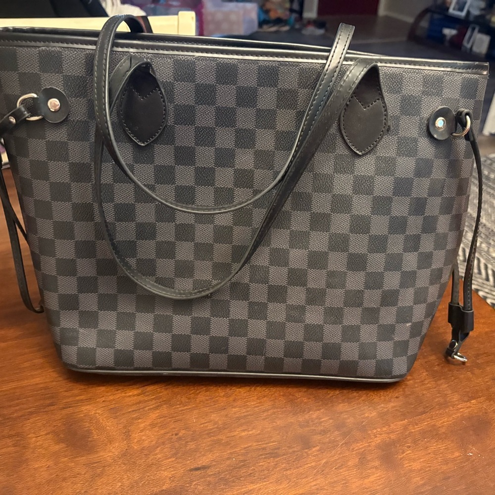 Checkered Black Tote Bag